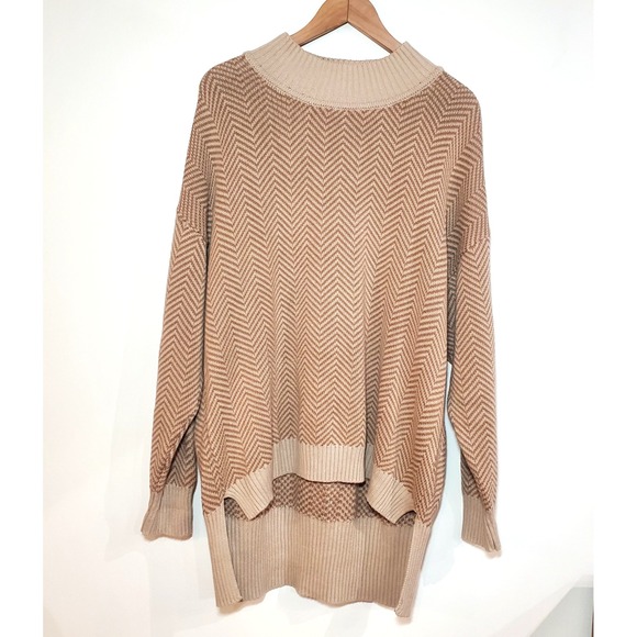 ABLE Women's 100% Cotton Oversized Sweater Chevron Ribbed Neckline Size XXL - Picture 1 of 12